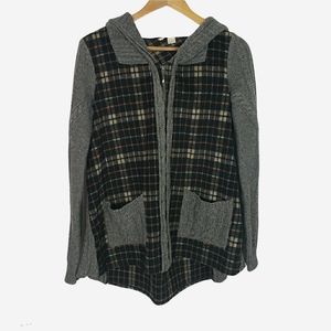 Anthro moth derry plaid wool zip up hooded jacket